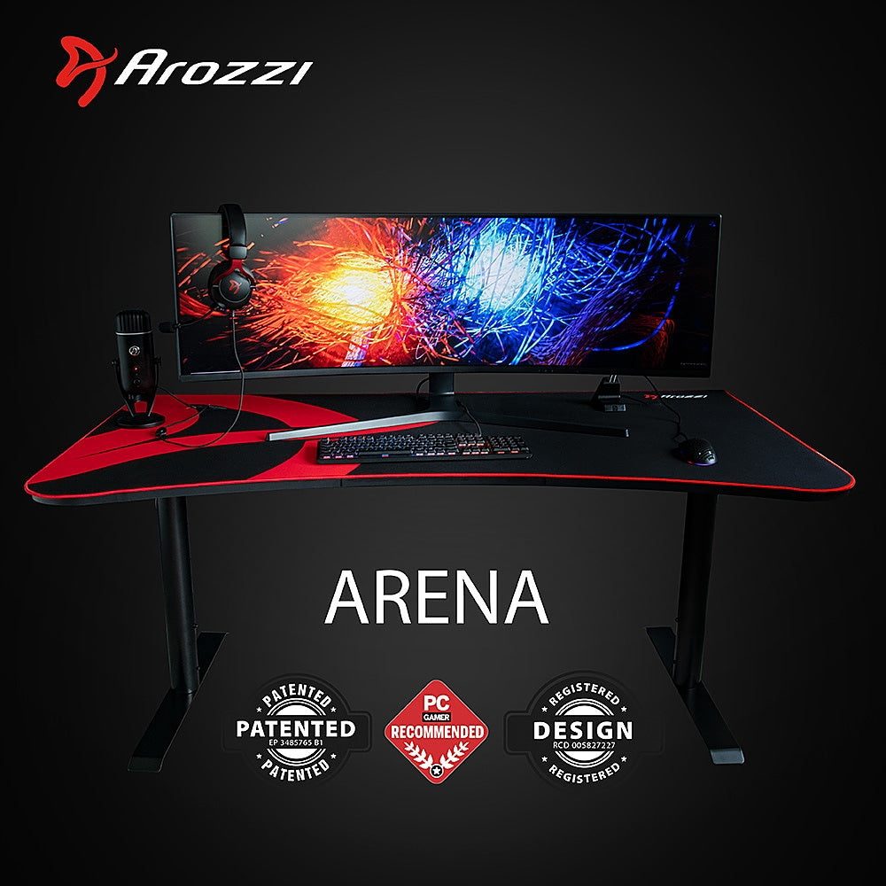 Arozzi - Arena Ultrawide Curved Gaming Desk - Black with Red Accents_6