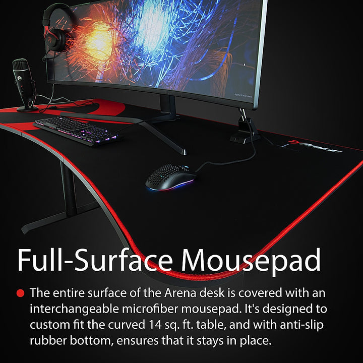 Arozzi - Arena Ultrawide Curved Gaming Desk - Black with Red Accents_4