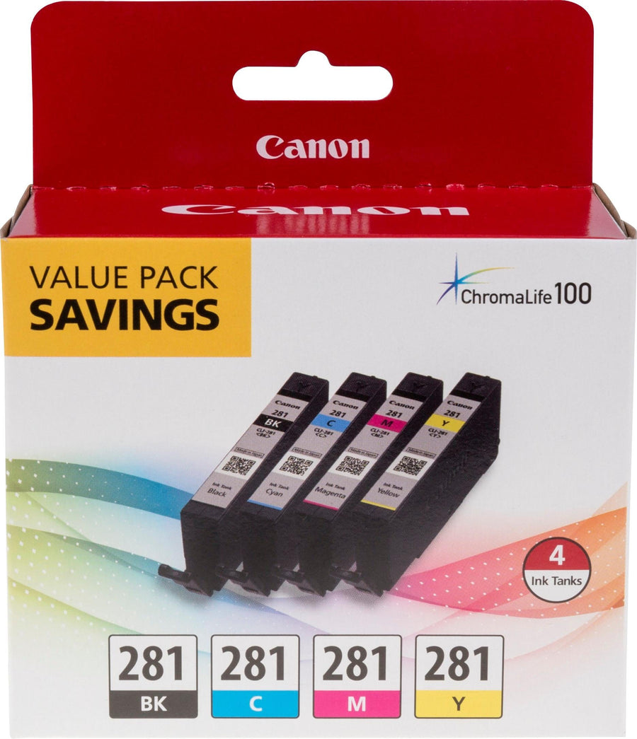 Canon - CLI-281 4-Pack Standard Capacity - Black, Cyan, Magenta, Yellow Ink Cartridges - Black/Cyan/Magenta/Yellow_0