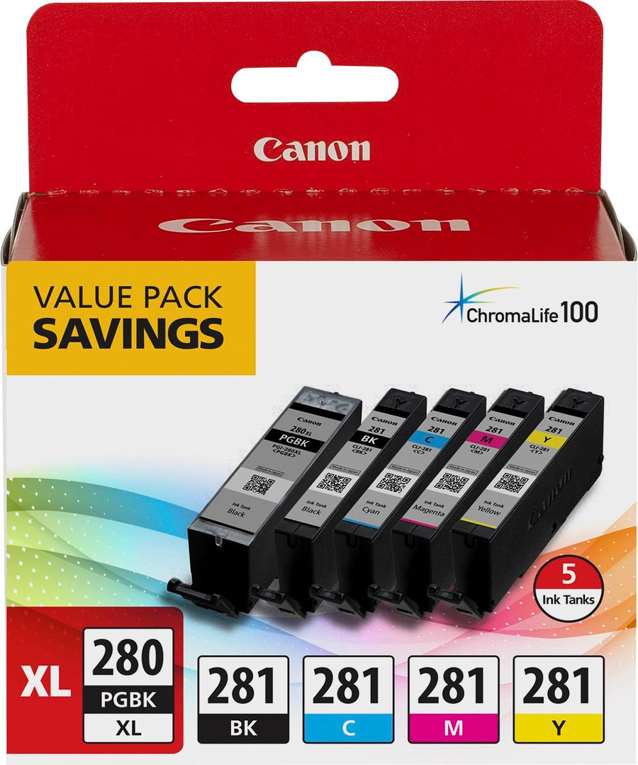 Canon - PGI-280 XL / CLI-281 5-Pack High-Yield - Pigment Black, Standard Capacity - Black, Cyan, Magenta, Yellow Ink Cartridges - Black, Cyan, Magenta, Yellow_0