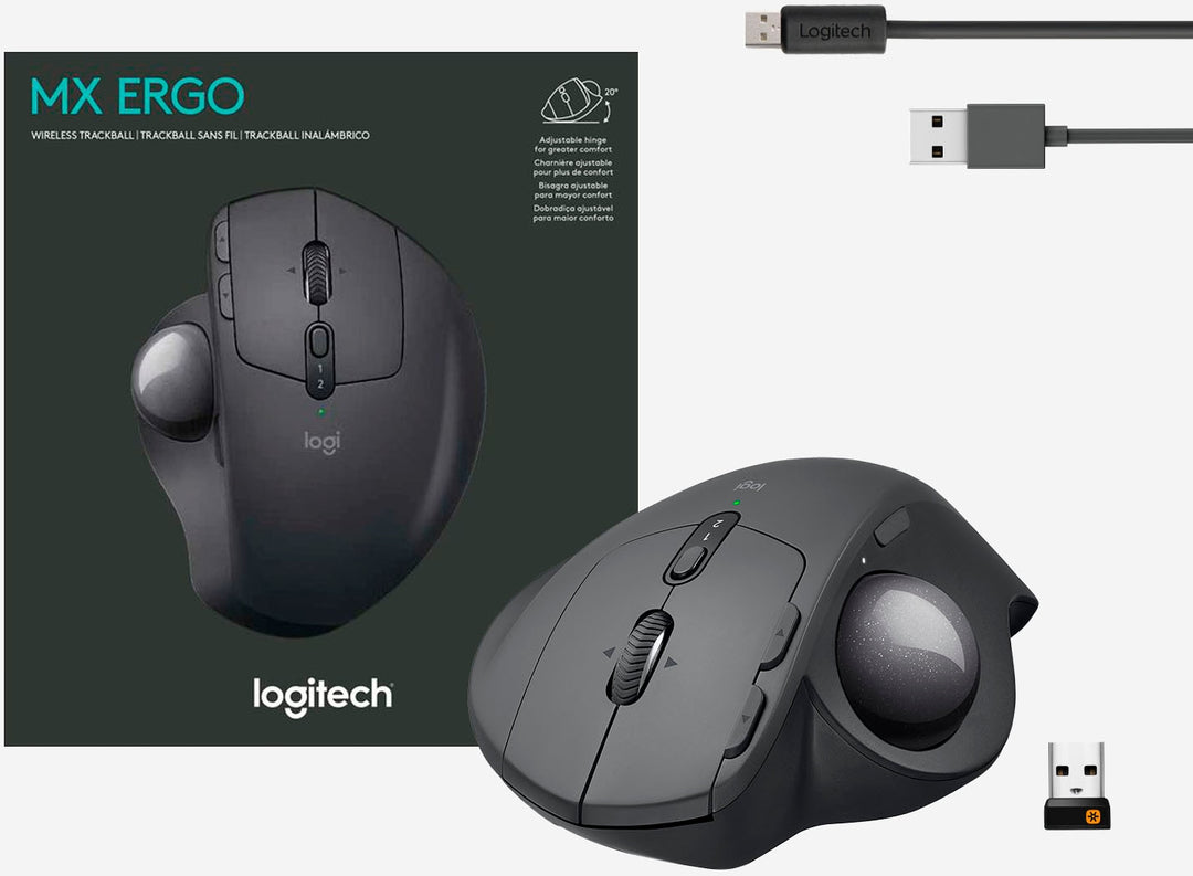 Logitech - MX ERGO Plus Wireless Trackball Mouse with Ergonomic design - Graphite_1