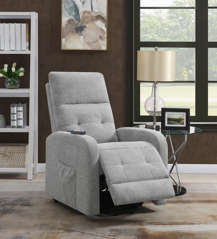 Tufted Upholstered Power Lift Recliner Grey_7