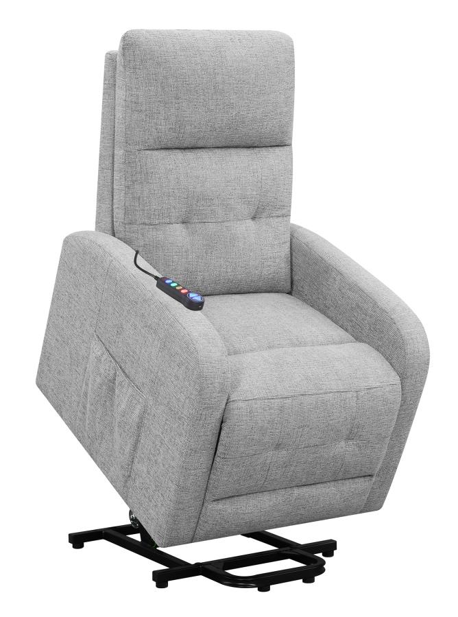 Tufted Upholstered Power Lift Recliner Grey_8