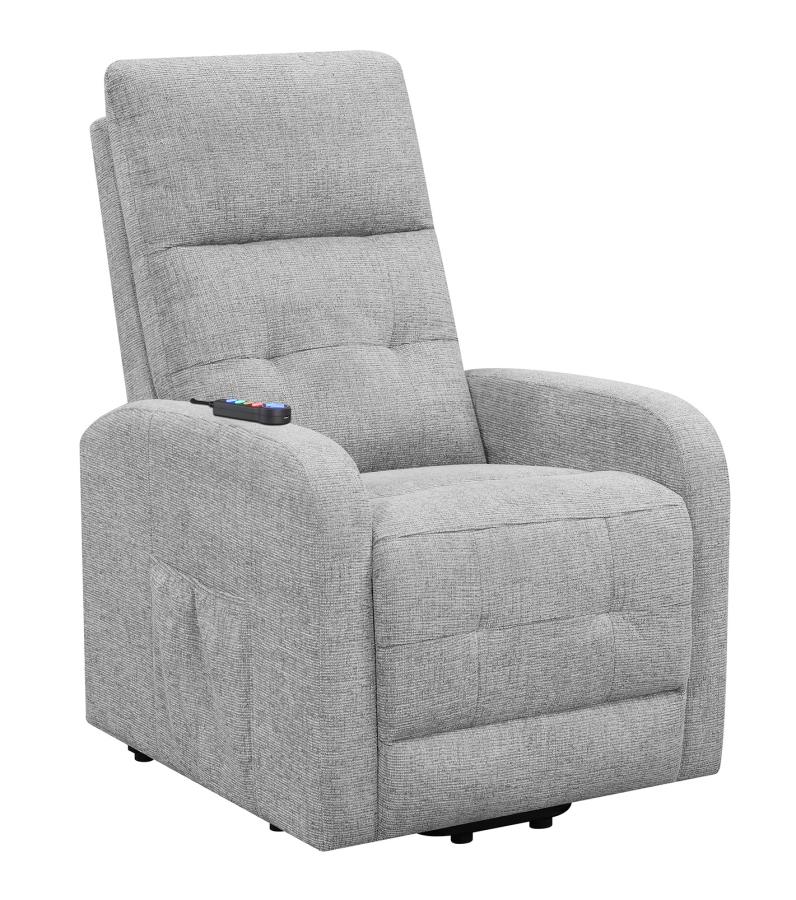 Tufted Upholstered Power Lift Recliner Grey_9
