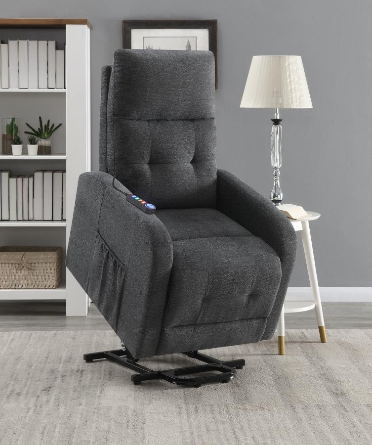 Tufted Upholstered Power Lift Recliner Charcoal_0