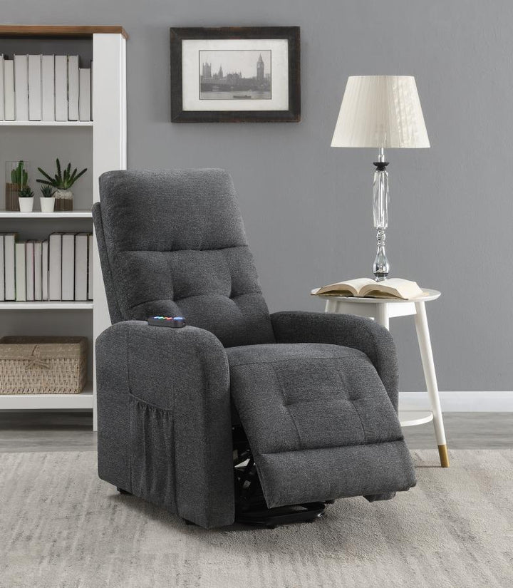 Tufted Upholstered Power Lift Recliner Charcoal_7