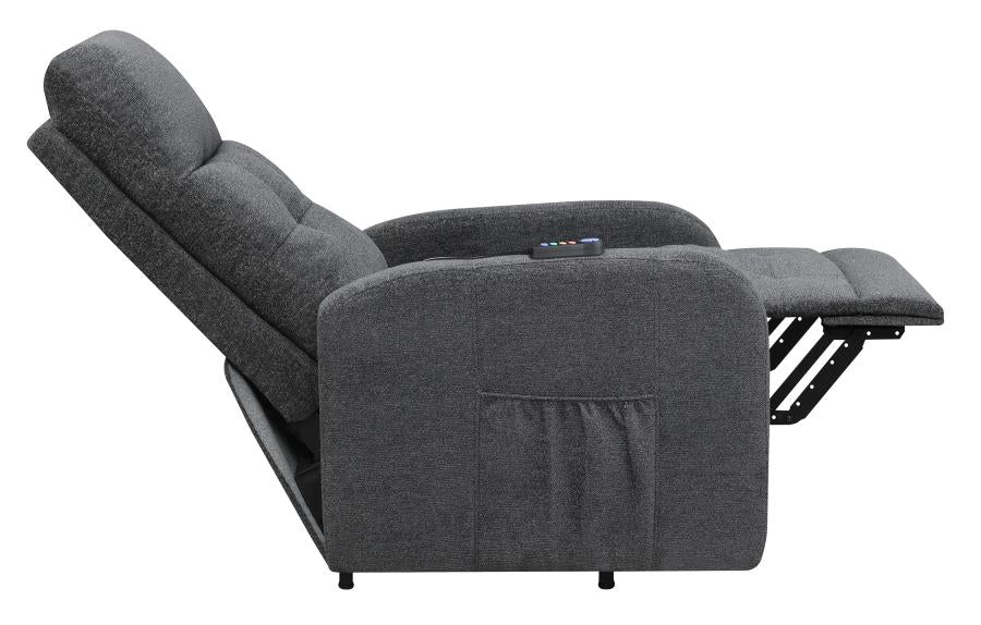 Tufted Upholstered Power Lift Recliner Charcoal_4