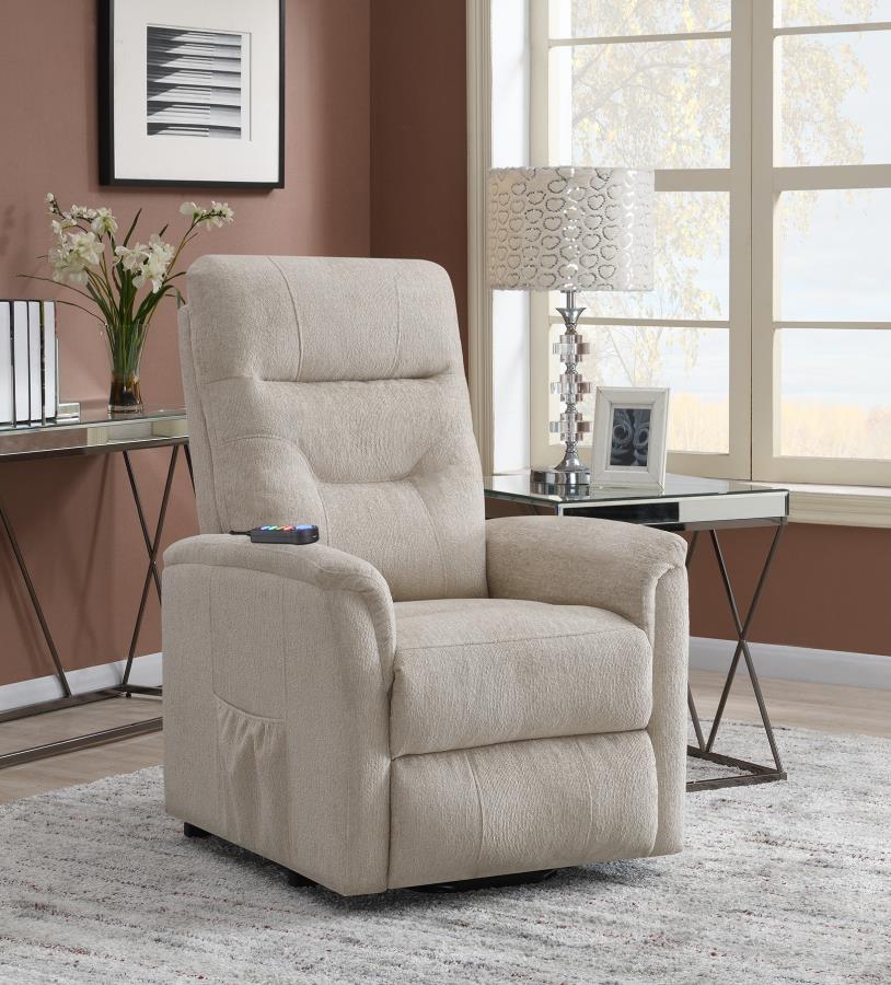 Power Lift Recliner with Storage Pocket Beige_1