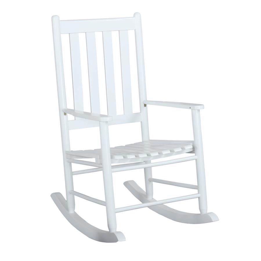 Slat Back Wooden Rocking Chair White_0