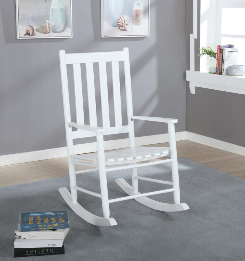 Slat Back Wooden Rocking Chair White_1
