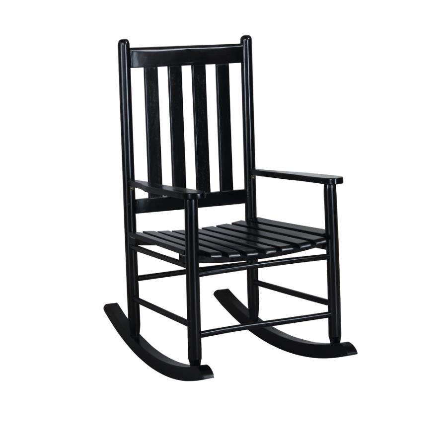 Slat Back Wooden Rocking Chair Black_0