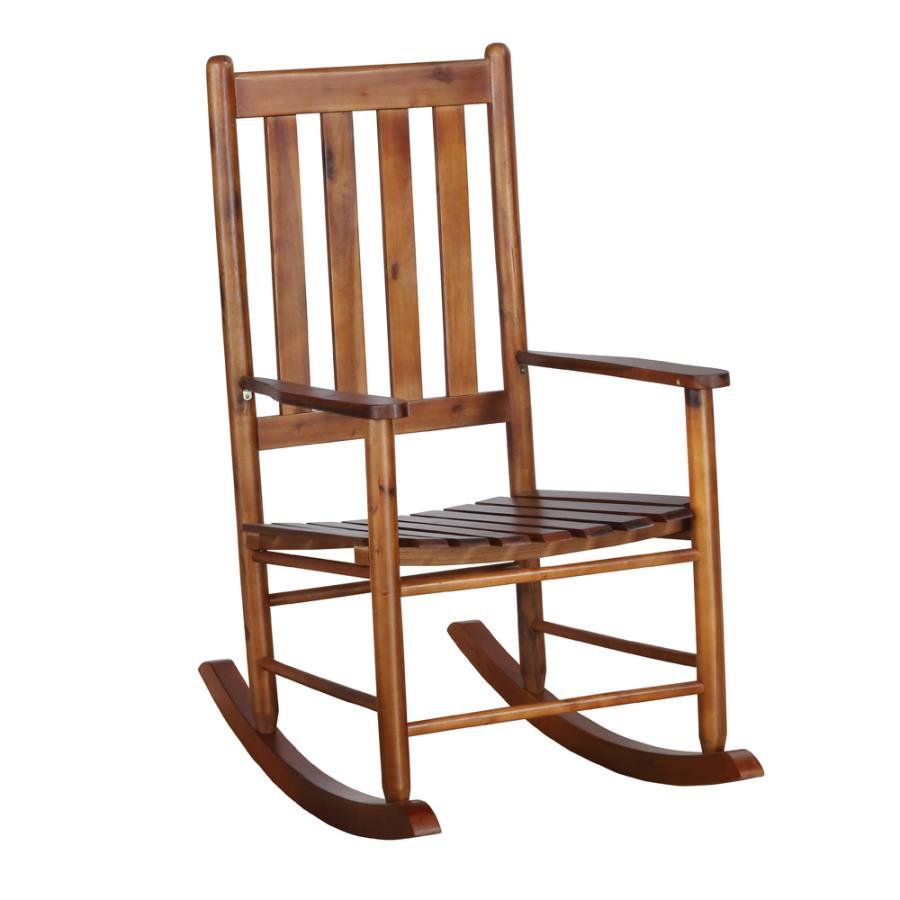 Slat Back Wooden Rocking Chair Golden Brown_0