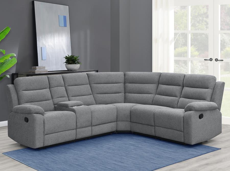 David 3-piece Upholstered Motion Sectional with Pillow Arms Smoke_0