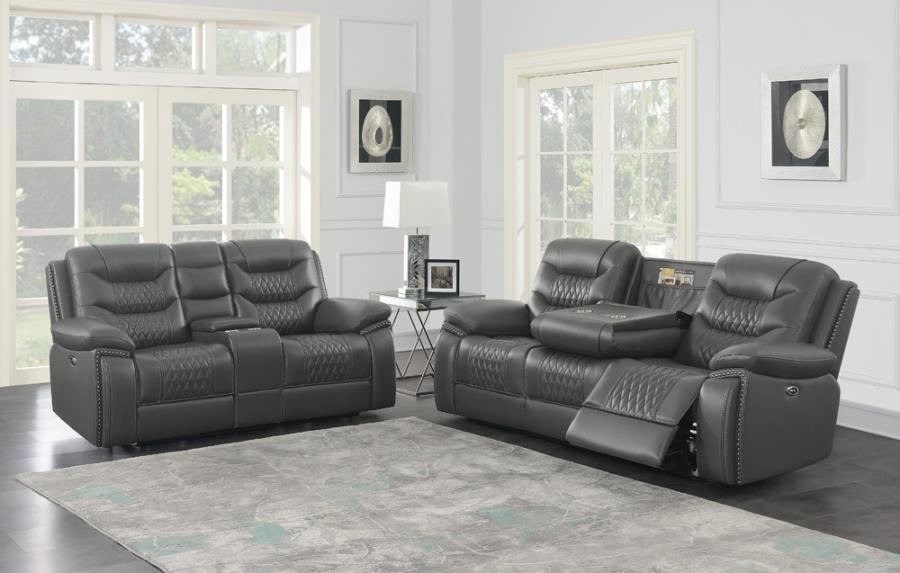 Flamenco 2-piece Tufted Upholstered Power Living Room Set Charcoal_0