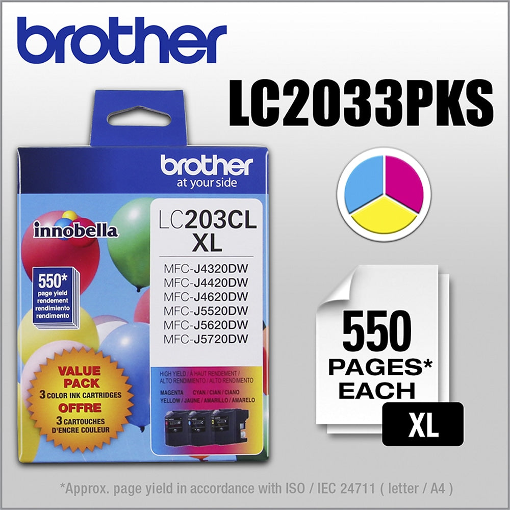 Brother - LC2033PKS XL High-Yield 3-Pack Ink Cartridges - Cyan/Magenta/Yellow_1