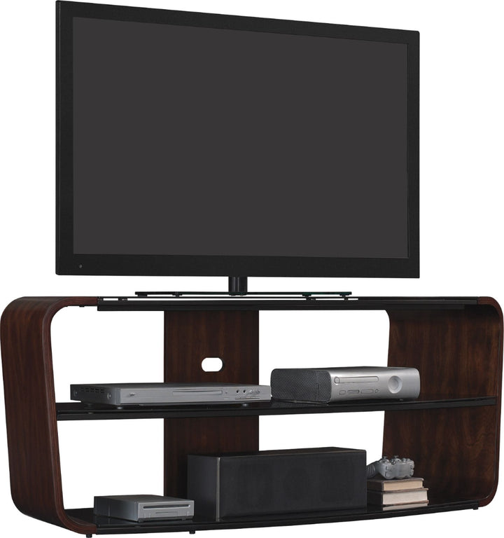 Twin Star Home - Twin Star Home® TV Stand for TVs up to 60” with Black Glass - Meridian Cherry_4