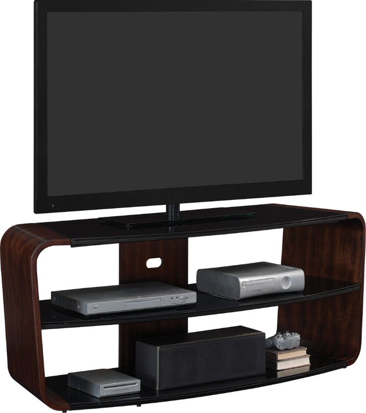 Twin Star Home - Twin Star Home® TV Stand for TVs up to 60” with Black Glass - Meridian Cherry_5