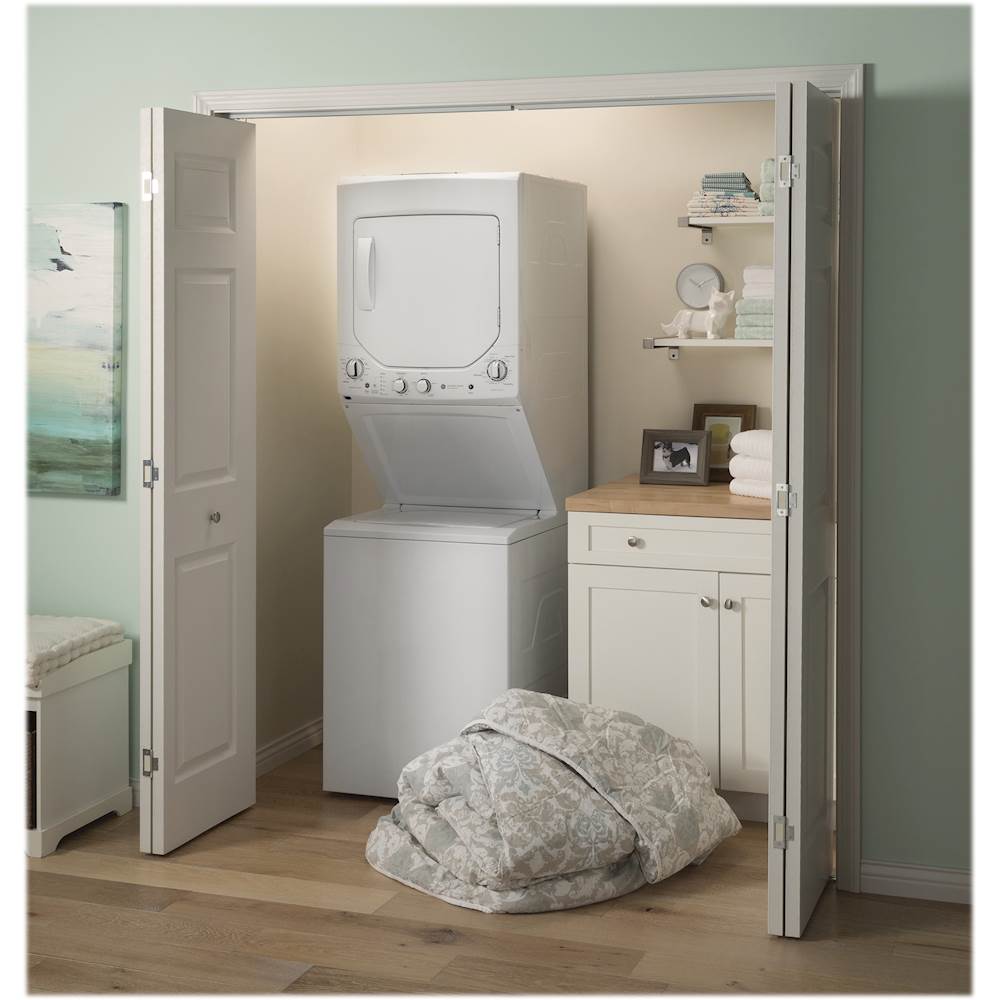 GE - 2.3 Cu. Ft. Top Load Washer and 4.4 Cu. Ft. Electric Dryer Laundry Center - White on white_9