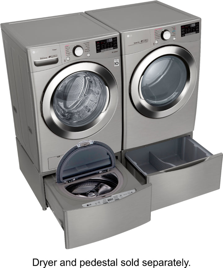 LG - 4.5 Cu. Ft. High-Efficiency Stackable Smart Front Load Washer with Steam and 6Motion Technology - Graphite steel_9