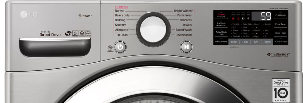 LG - 4.5 Cu. Ft. High-Efficiency Stackable Smart Front Load Washer with Steam and 6Motion Technology - Graphite steel_1
