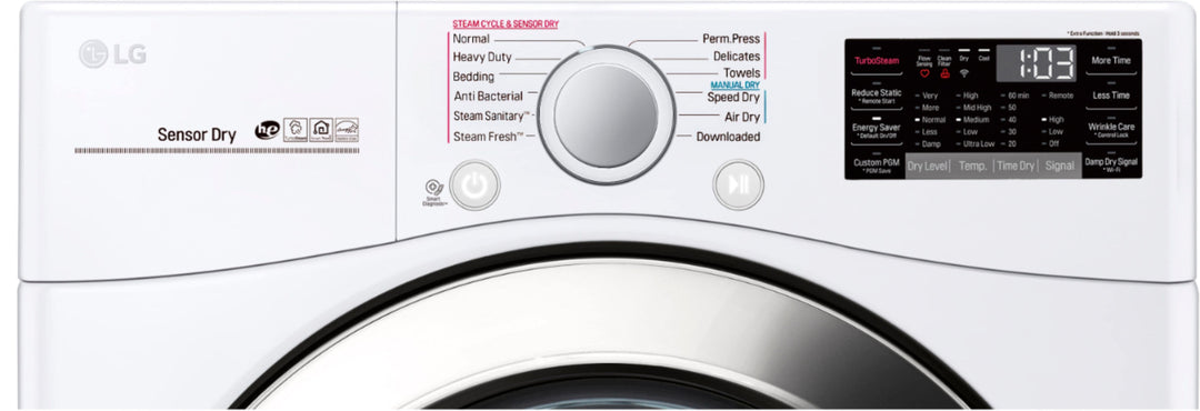 LG - 7.4 Cu. Ft. Stackable Smart Gas Dryer with Steam and Sensor Dry - White_4