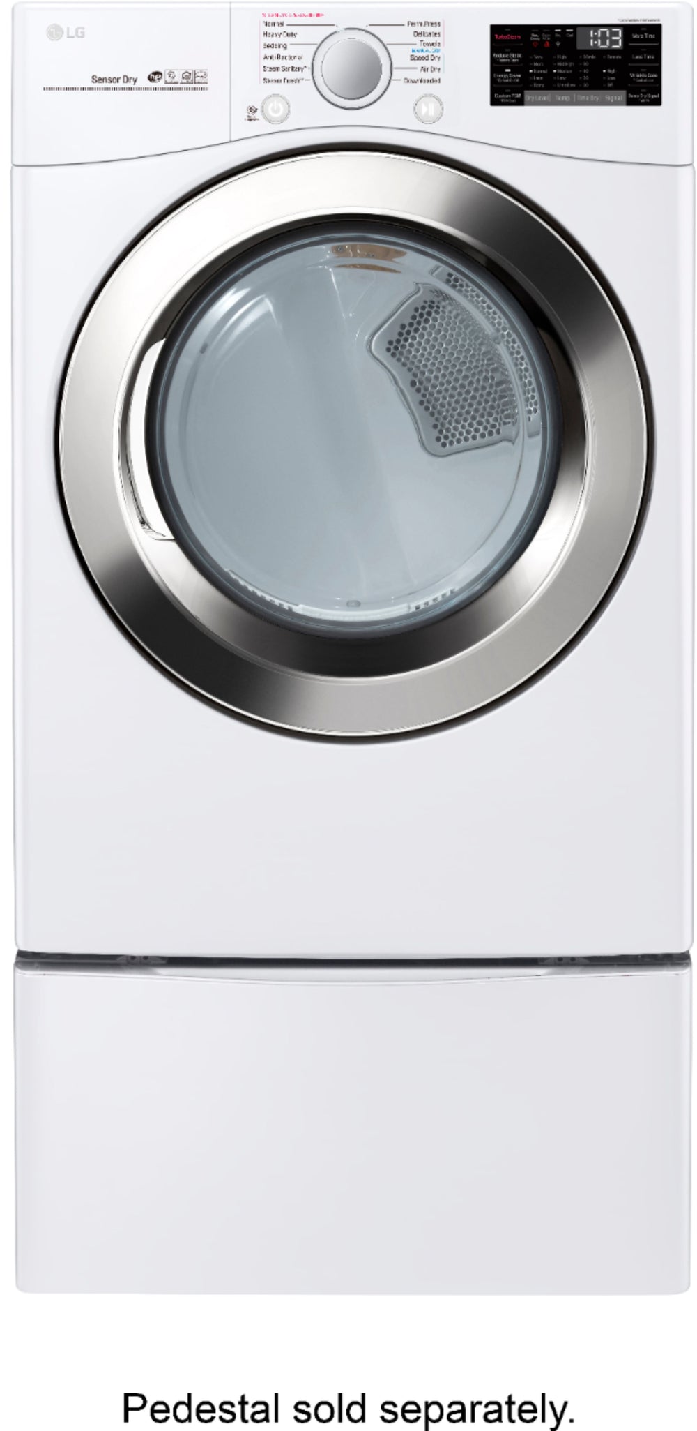 LG - 7.4 Cu. Ft. Stackable Smart Gas Dryer with Steam and Sensor Dry - White_2