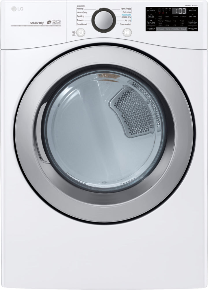 LG - 7.4 Cu. Ft. Stackable Smart Electric Dryer with Sensor Dry - White_0