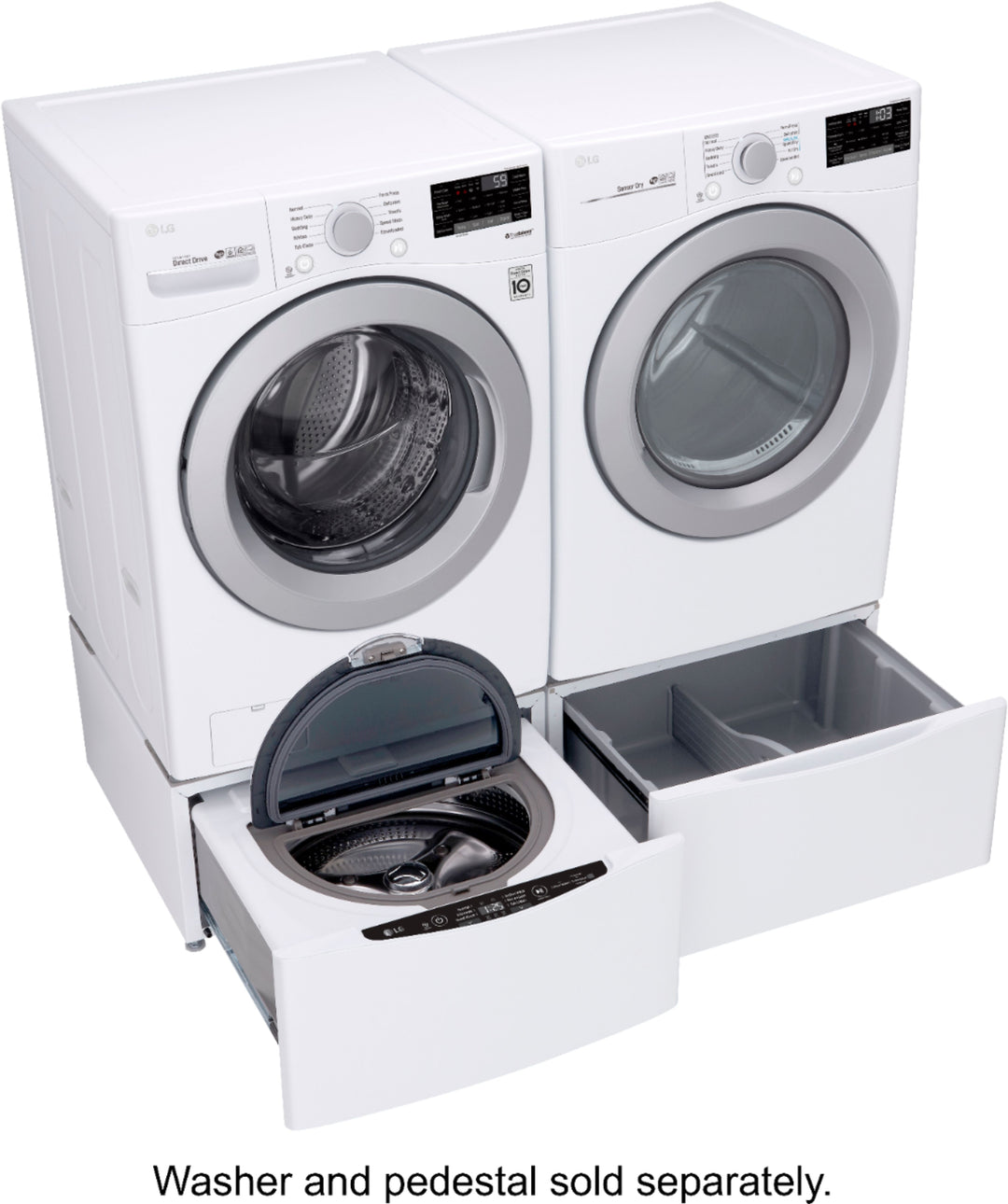 LG - 7.4 Cu. Ft. Stackable Smart Electric Dryer with Sensor Dry - White_8