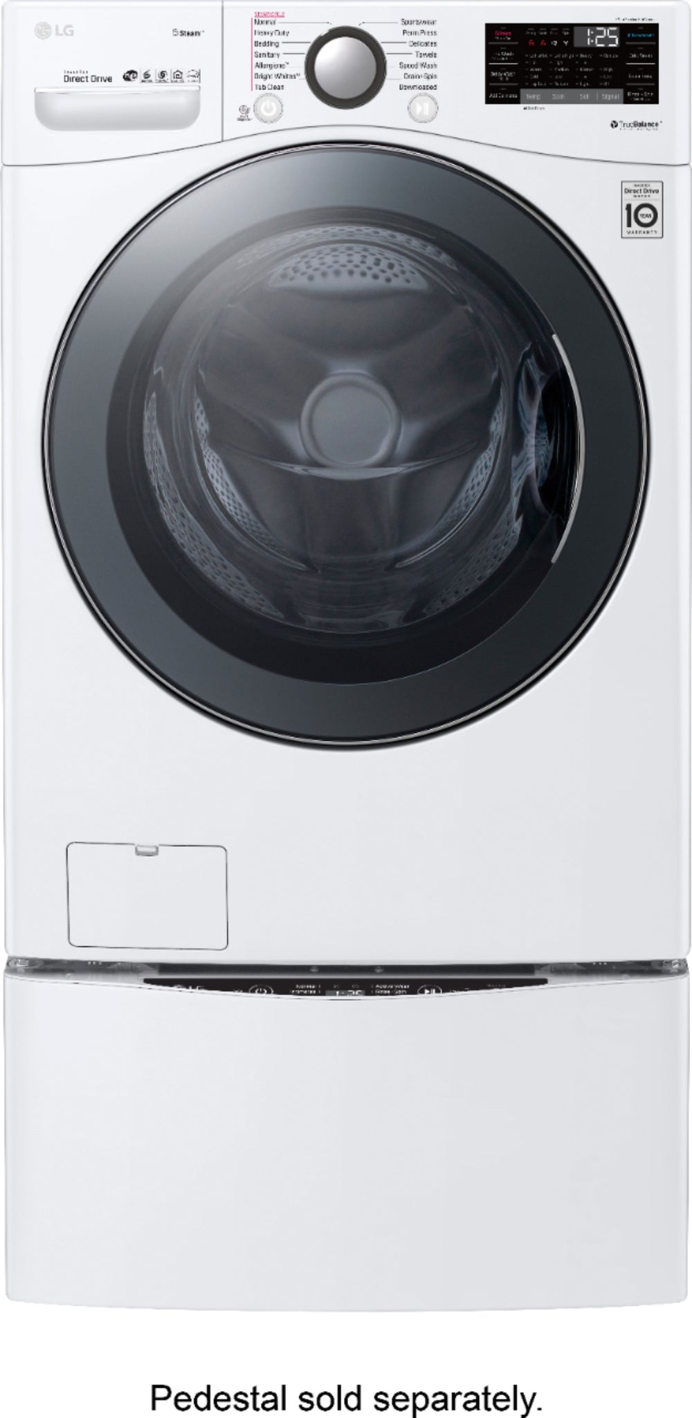 LG - 4.5 Cu. Ft. High-Efficiency Stackable Smart Front Load Washer with Steam and TurboWash 360 Technology - White_1
