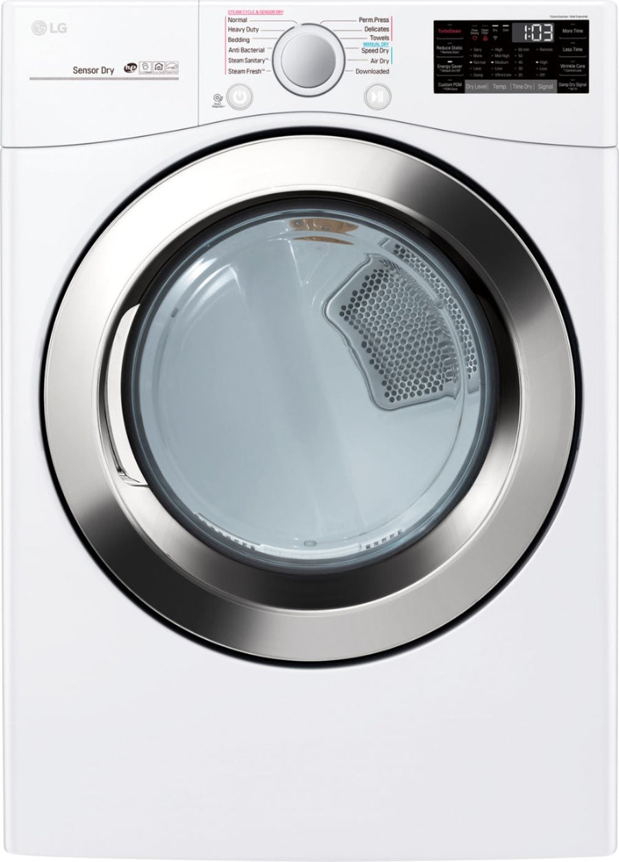 LG - 7.4 Cu. Ft. 12-Cycle Smart Wi-Fi Electric SteamDryer - Sensor Dry and TurboSteam - White_0
