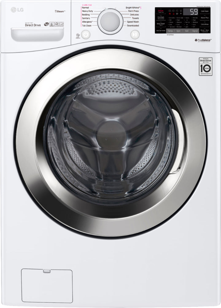 LG - 4.5 Cu. Ft. High-Efficiency Stackable Smart Front Load Washer with Steam and 6Motion Technology - White_0