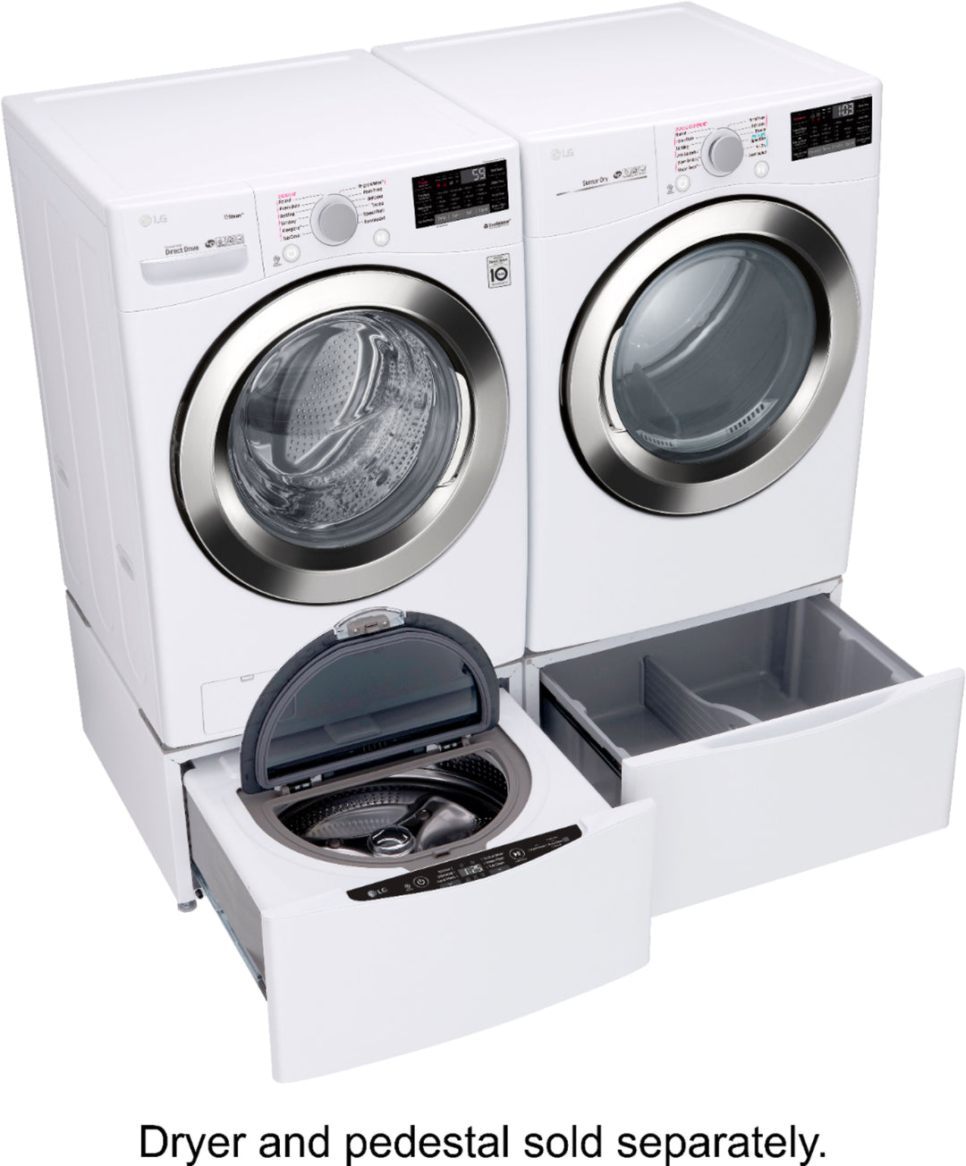LG - 4.5 Cu. Ft. High-Efficiency Stackable Smart Front Load Washer with Steam and 6Motion Technology - White_3