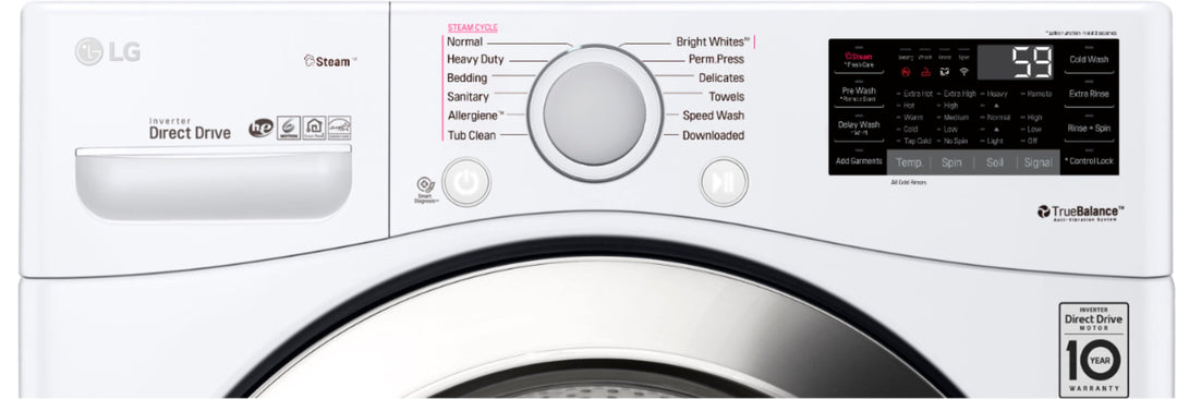 LG - 4.5 Cu. Ft. High-Efficiency Stackable Smart Front Load Washer with Steam and 6Motion Technology - White_5