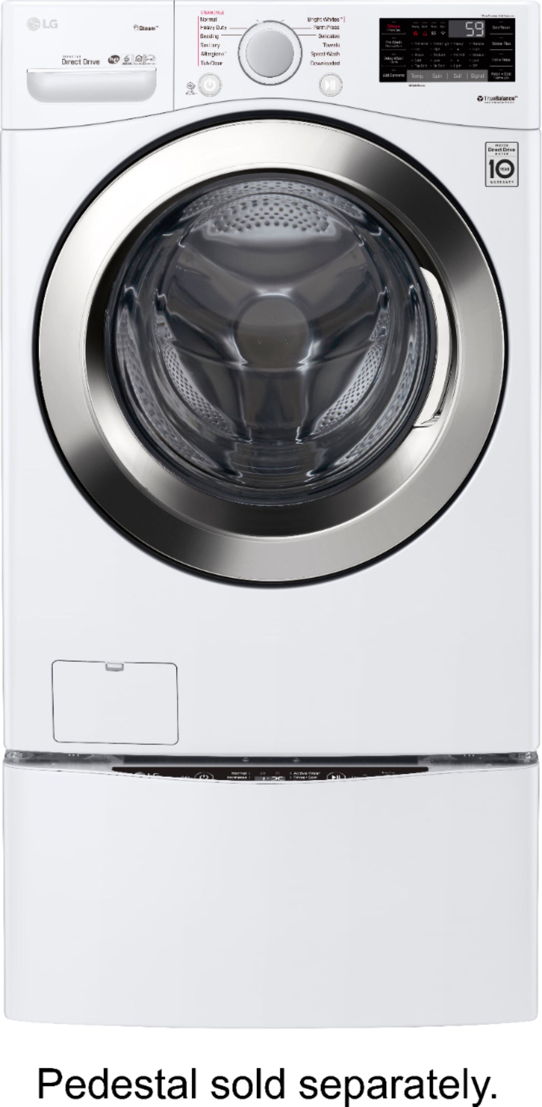 LG - 4.5 Cu. Ft. High-Efficiency Stackable Smart Front Load Washer with Steam and 6Motion Technology - White_6