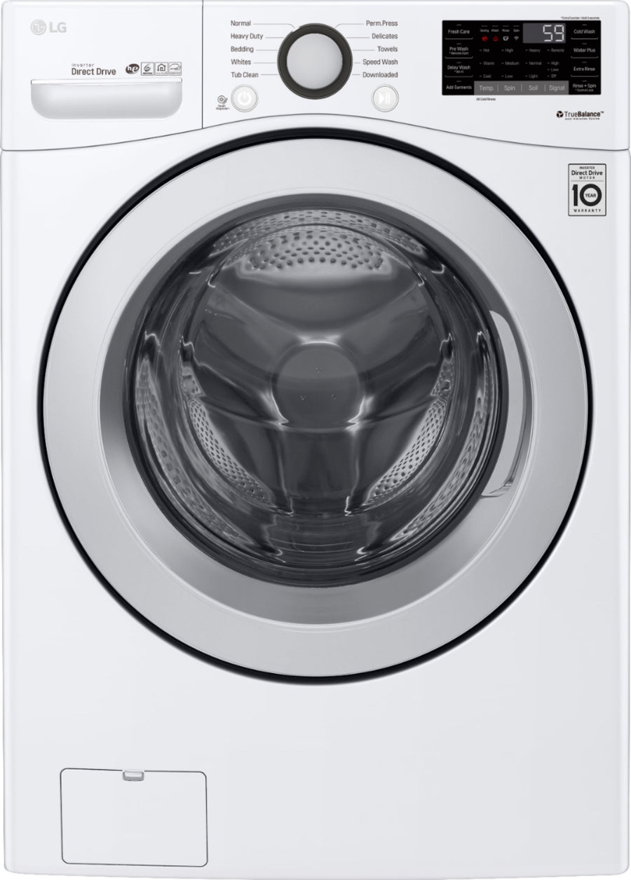 LG - 4.5 Cu. Ft. High-Efficiency Stackable Smart Front Load Washer with 6Motion Technology - White_0