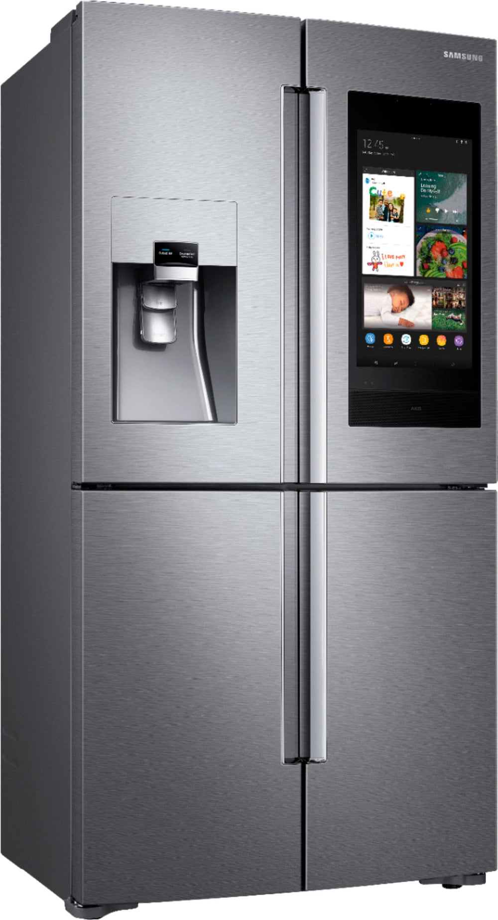 Samsung - Family Hub 22 Cu. Ft. 4-Door Flex French Door Counter-Depth Fingerprint Resistant Refrigerator - Stainless steel_1