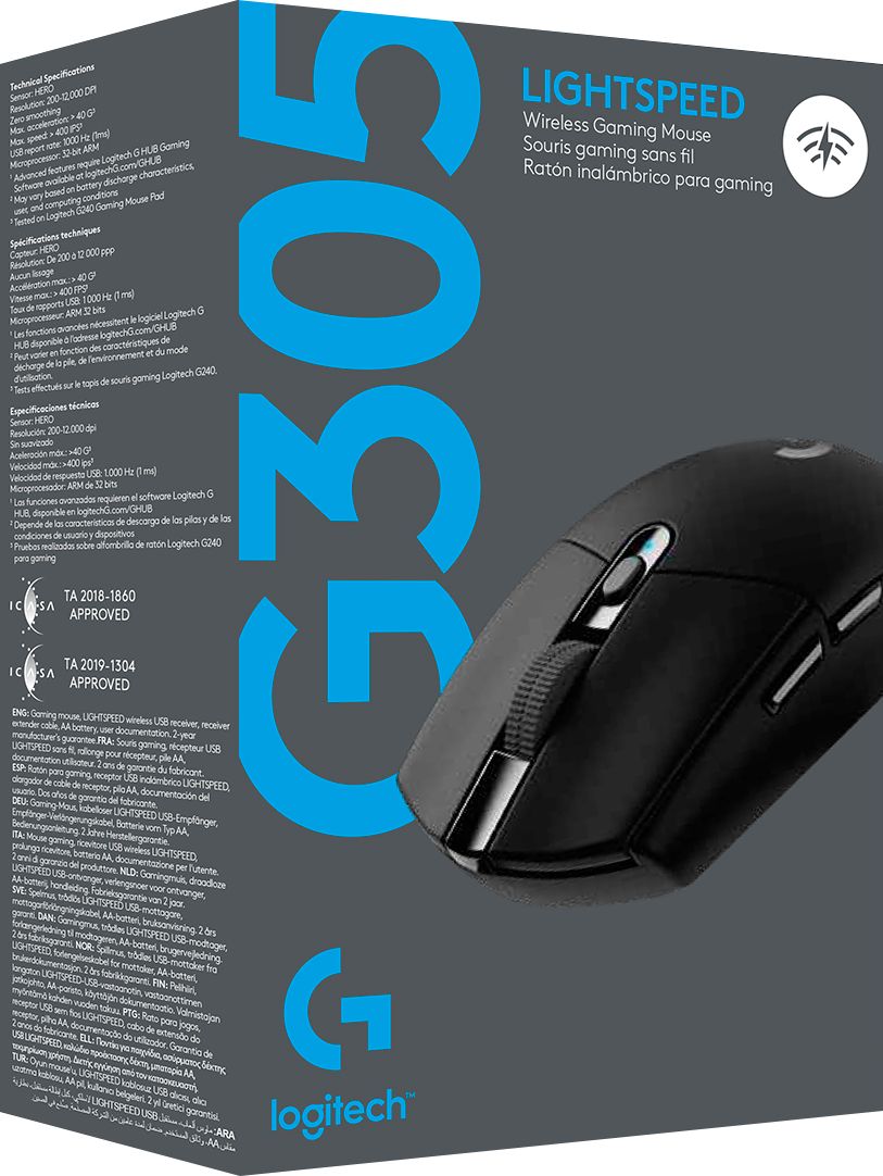 Logitech - G305 LIGHTSPEED Wireless Optical 6 Programmable Button Gaming Mouse with 12,000 DPI HERO Sensor - Black_2