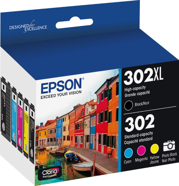 Epson - 302/302XL 5-Pack High-Yield and Standard Capacity Ink Cartridges - Cyan/Magenta/Yellow/Black & Photo Black_1