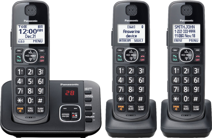 Panasonic - KX-TGE633M DECT 6.0 Expandable Cordless Phone System with Digital Answering System - Metallic Black_0