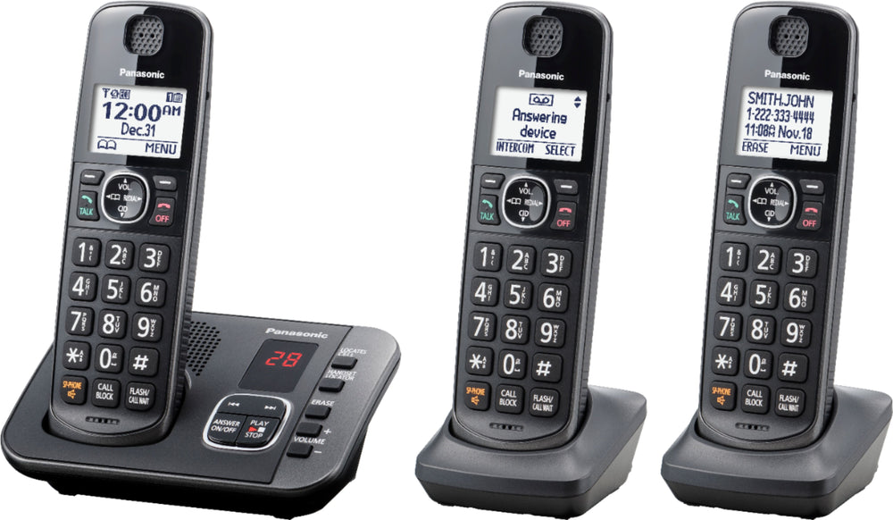 Panasonic - KX-TGE633M DECT 6.0 Expandable Cordless Phone System with Digital Answering System - Metallic Black_1