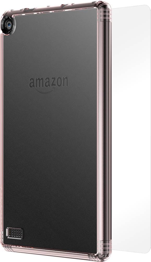 SaharaCase - Clear Case with Glass Screen Protector for Amazon Kindle Fire 7 (2017/2019) - Clear Rose Gold_0