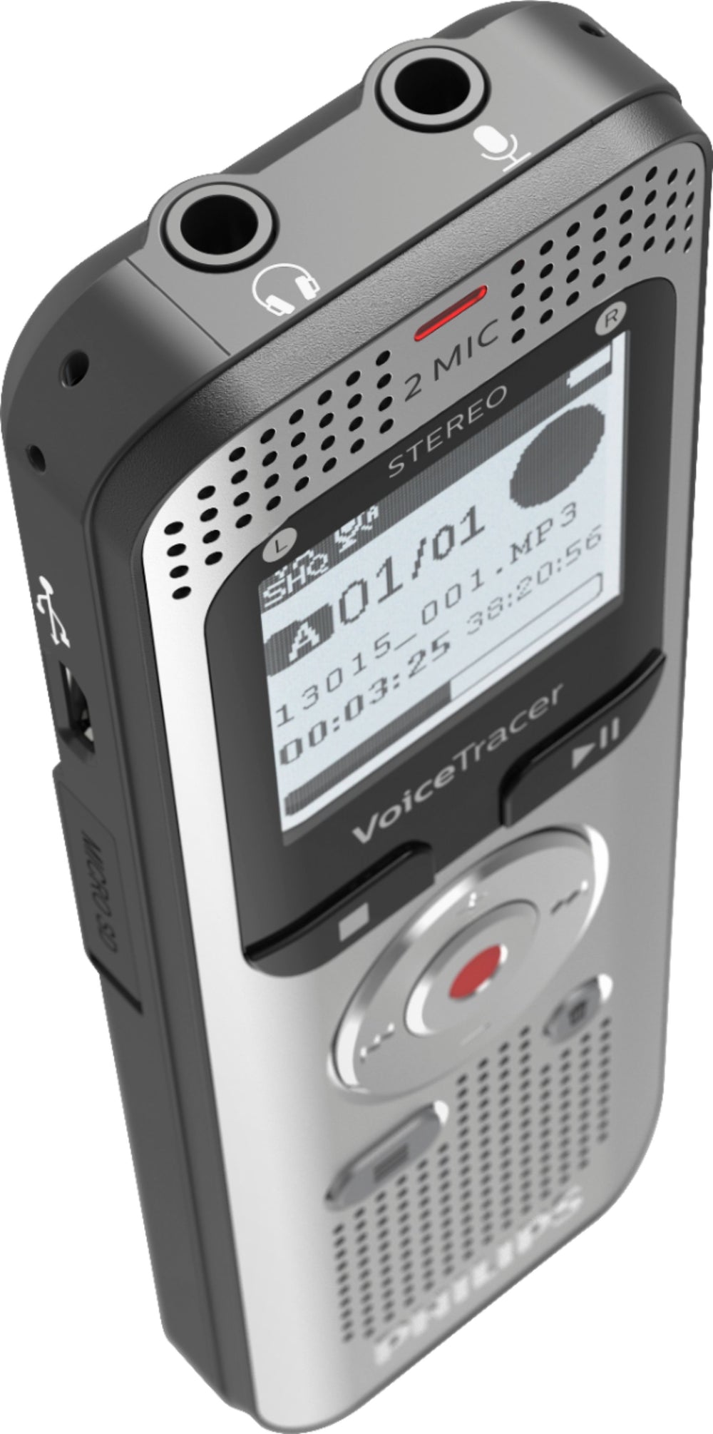 Philips - VoiceTracer Digital Audio Recorder - Light Silver & Black_1