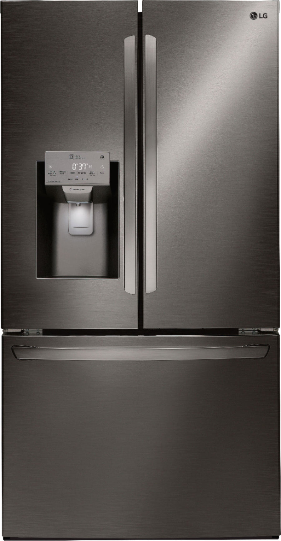 LG - 26.2 Cu. Ft. French Door Smart Refrigerator with Dual Ice Maker - Black stainless steel_0
