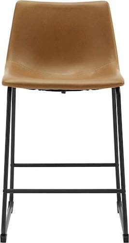 Walker Edison - Industrial Faux Leather Counter Stool (Set of 2) - Whiskey Brown_0