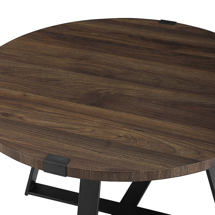 Walker Edison - Round Rustic Coffee Table - Dark Walnut_5