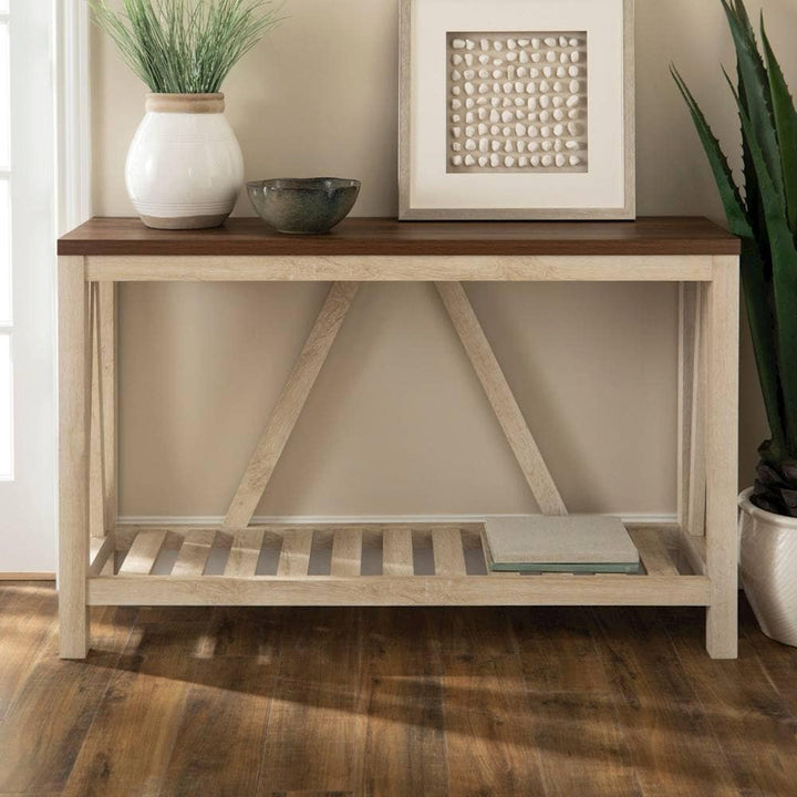 Walker Edison - Modern Farmhouse Entryway Table - Dark Walnut/White Oak_5