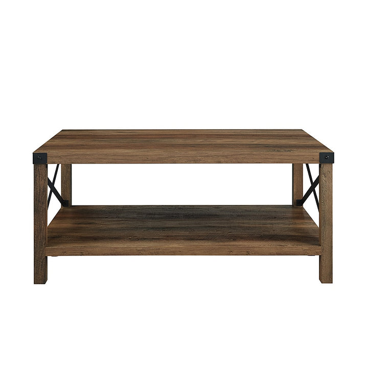 Walker Edison - Rustic Farmhouse Wood Coffee Table - Rustic Oak_0