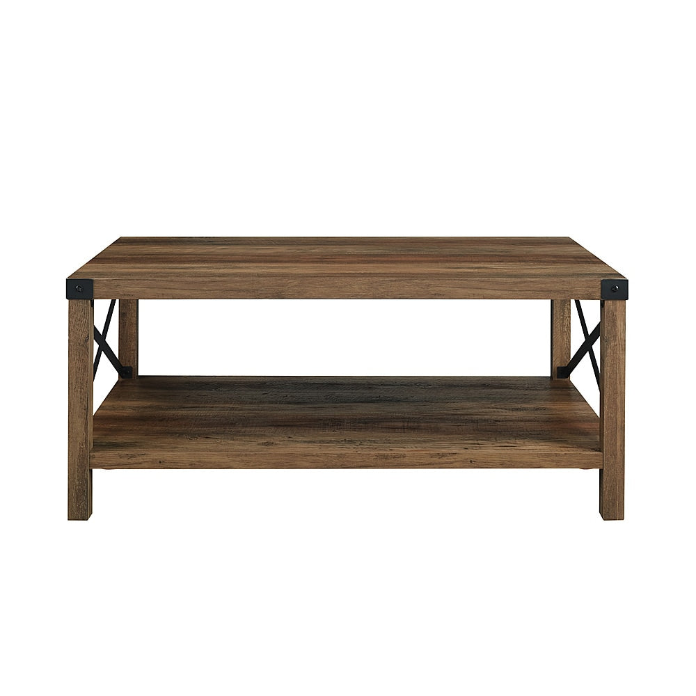 Walker Edison - Rustic Farmhouse Wood Coffee Table - Rustic Oak_6