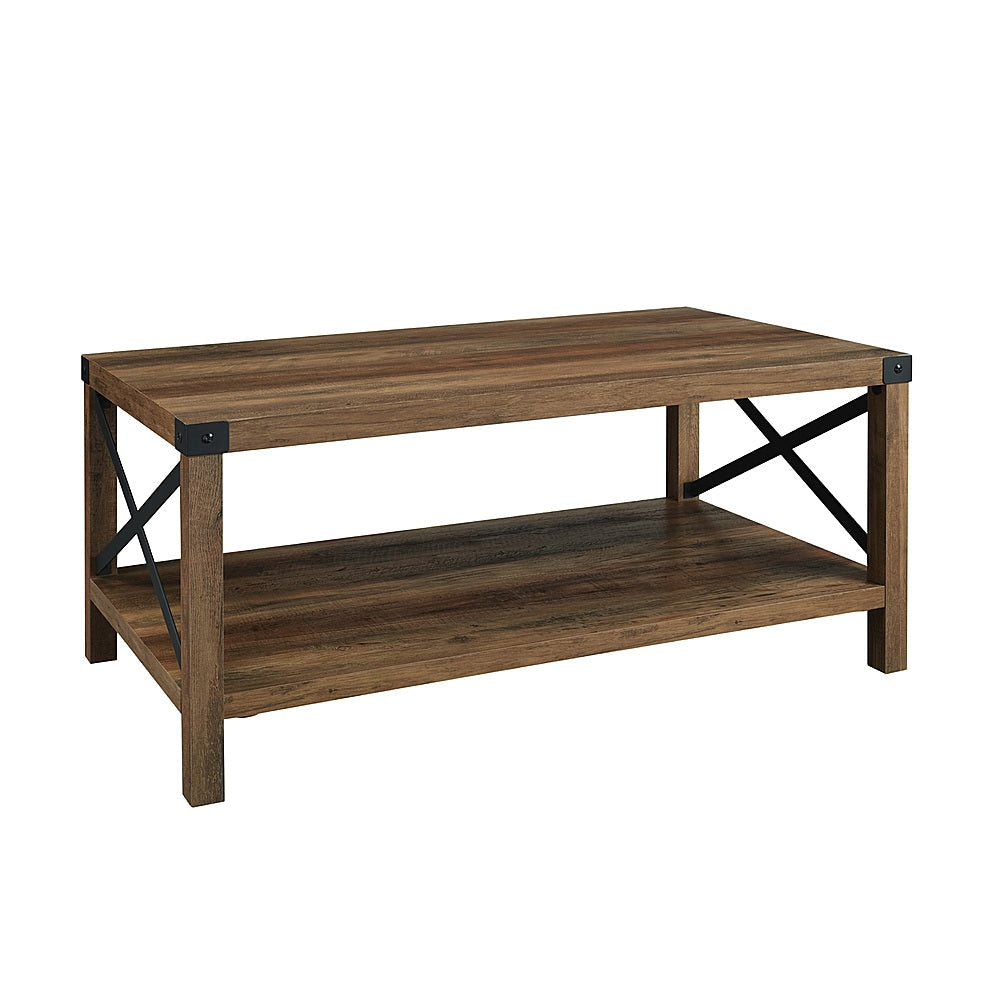 Walker Edison - Rustic Farmhouse Wood Coffee Table - Rustic Oak_2