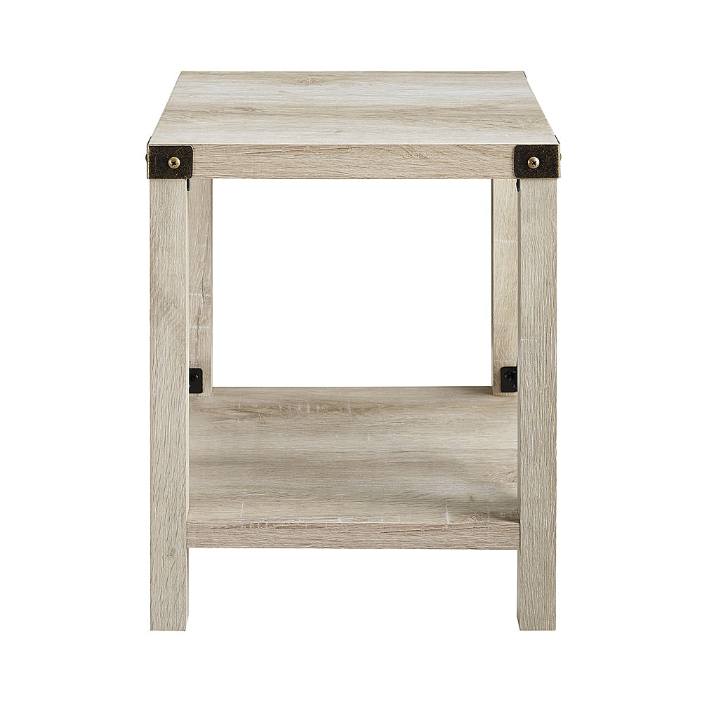 Walker Edison - Farmhouse Metal Accent Side Table - White Oak_0